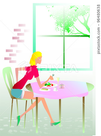 woman, meal, restaurant, cafe woman, meal, restaurant, cafe 96480638