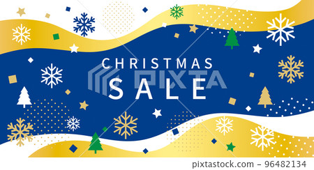Fashionable Christmas frame with snowflakes and fir trees 96482134