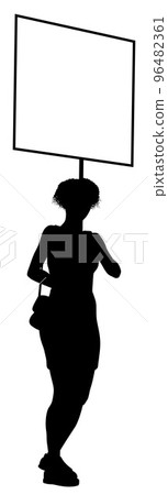 Protest Rally March Picket Sign Silhouette Person Protest Rally March Picket Sign Silhouette Person 96482361