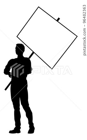 Protest Rally March Picket Sign Silhouette Person Protest Rally March Picket Sign Silhouette Person 96482363