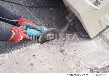 Asphalt concrete cutter cutting construction photo 02 96482484