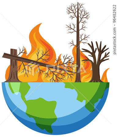 Bushfire on the globe isolated Bushfire on the globe isolated 96482622
