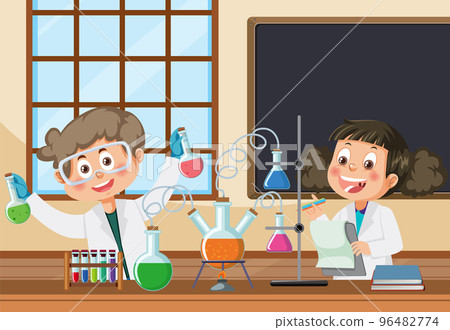Student doing science experiment in laboratory 96482774