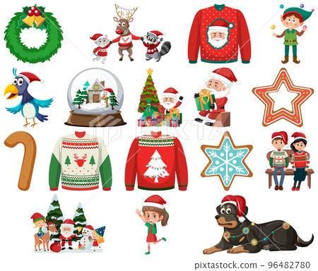 Christmas characters and elements set 96482780