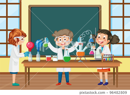 Student doing science experiment in laboratory Student doing science experiment in laboratory 96482809
