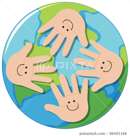 Human hands symbol on earth planet 96483166