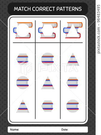 Match pattern game with book. worksheet for preschool kids, kids activity sheet 96483495
