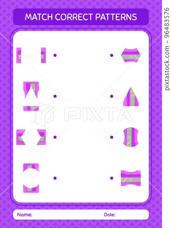 Match pattern game with pencil sharpener. worksheet for preschool kids, kids activity sheet 96483576