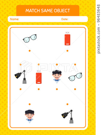 Match with same object game summer icon. worksheet for preschool kids, kids activity sheet Match with same object game summer icon. worksheet for preschool kids, kids activity sheet 96483648