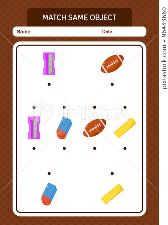 Match with same object game summer icon. worksheet for preschool kids, kids activity sheet 96483660