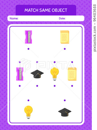 Match with same object game summer icon. worksheet for preschool kids, kids activity sheet 96483688