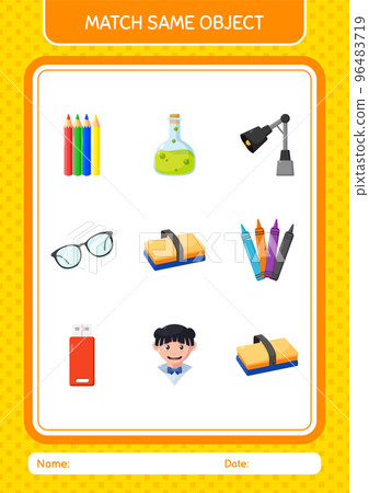 Match with same object game chalkboard eraser. worksheet for preschool kids, kids activity sheet Match with same object game chalkboard eraser. worksheet for preschool kids, kids activity sheet 96483719