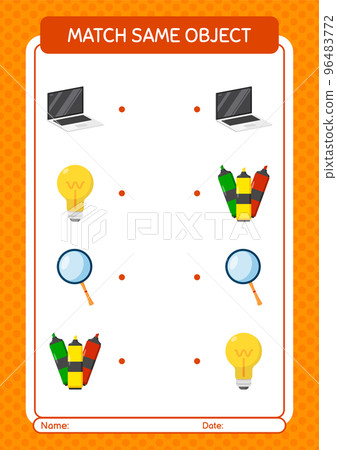 Match with same object game summer icon....-插圖素材 [96483772] - PIXTA圖庫