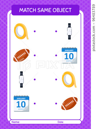 Match with same object game summer icon. worksheet for preschool kids, kids activity sheet Match with same object game summer icon. worksheet for preschool kids, kids activity sheet 96483789