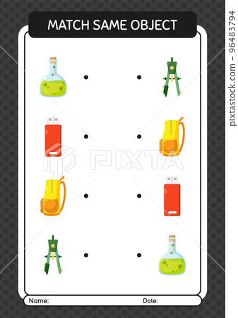 Match with same object game summer icon. worksheet for preschool kids, kids activity sheet Match with same object game summer icon. worksheet for preschool kids, kids activity sheet 96483794