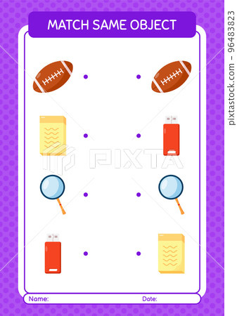 Match with same object game summer icon. worksheet for preschool kids, kids activity sheet 96483823