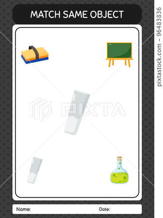 Match with same object game chalk. worksheet for preschool kids, kids activity sheet 96483836