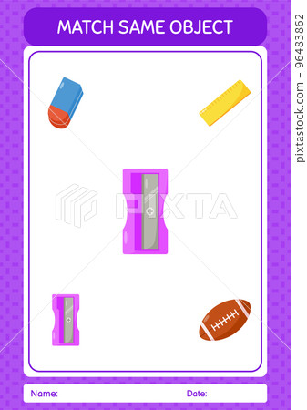 Match with same object game pencil sharpener. worksheet for preschool kids, kids activity sheet Match with same object game pencil sharpener. worksheet for preschool kids, kids activity sheet 96483862