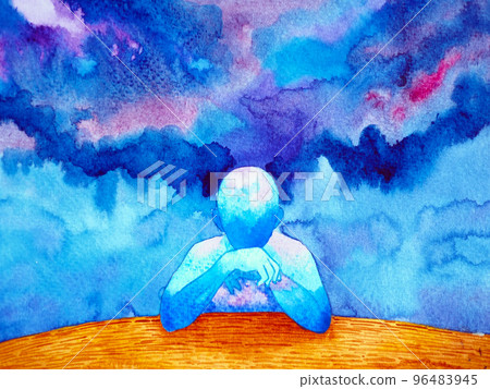 human head thoughtful mind mental health imagine emotion energy spiritual thinking overthinking brain power art illustration design watercolor painting human head thoughtful mind mental health imagine emotion energy spiritual thinking overthinking brain power art illustration design watercolor painting 96483945
