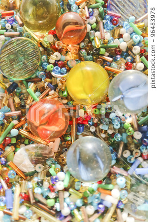 colorful marbles and beads 96483978