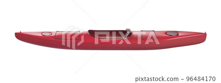 Side view of red plastic kayak Side view of red plastic kayak 96484170