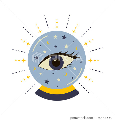 Magic crystal ball with eye of providence. Halloween witch attribute . 96484330