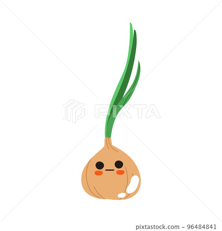 Onion Bulb with Cute Smiling Face as Ketogenic Diet Food Vector Illustration 96484841