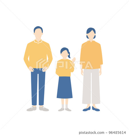Whole body image of nuclear family 96485614