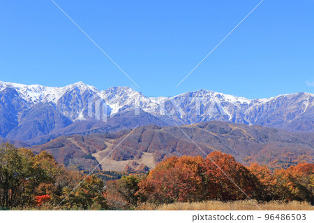 深秋的白馬，從野平看到的白馬三山 96486503