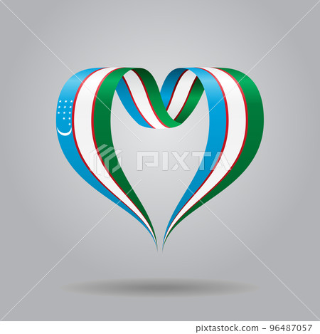 Uzbekistani flag heart-shaped ribbon background layout. Vector illustration. Uzbekistani flag heart-shaped ribbon background layout. Vector illustration. 96487057
