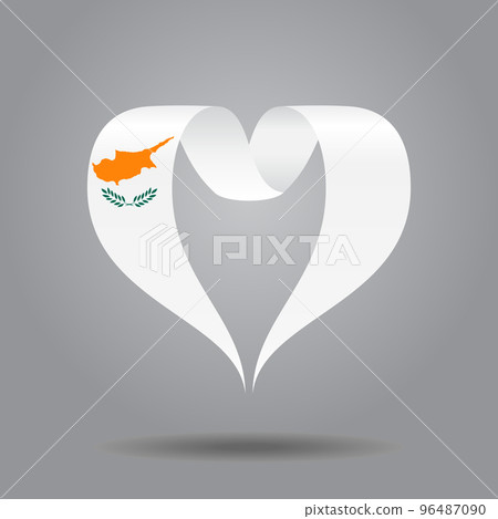 Cypriot flag heart-shaped ribbon background layout. Vector illustration. 96487090
