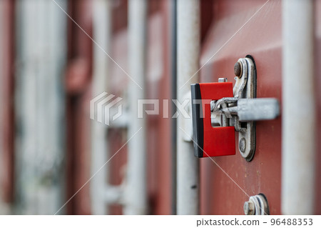 Close up of metal lock on door 96488353