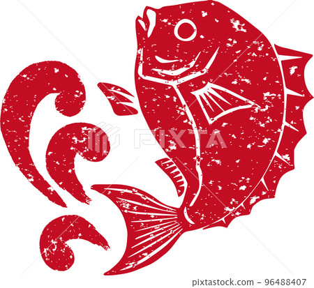 海鯛打印插圖紅色 96488407