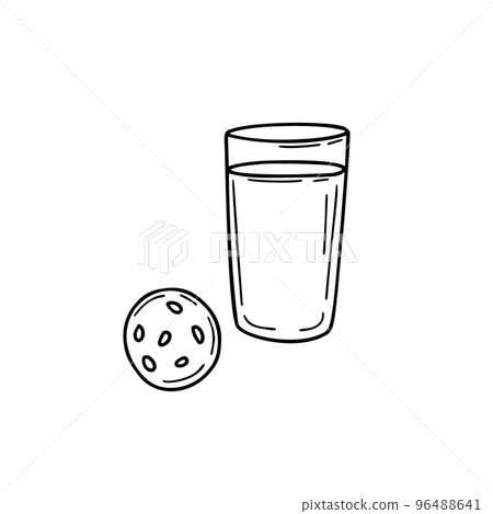 A glass of milk and biscuits illustration in A glass of milk and biscuits illustration in 96488641