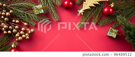 christmas background top view decoration christmas tree Christmas background クリスマスバック 96489512