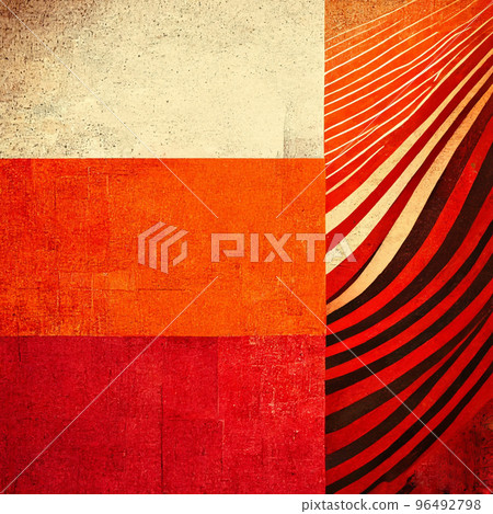 Abstract contemporary modern watercolor art. Minimalist orange and red shades illustration. 96492798