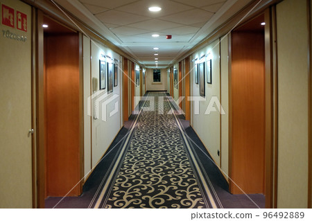 Hotel corridor in Danubius Health Spa Resort Margitsziget in Budapest, Hungary 96492889