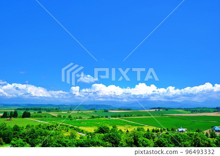 Summer in Biei, Hokkaido, view from the Chiyoda Hill Observatory 96493332