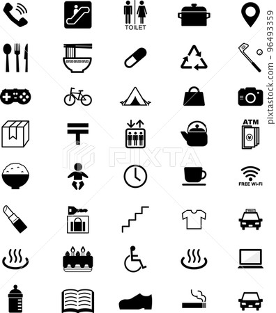 商店和設施的簡單單色圖標 商店和設施的簡單單色圖標 96493359