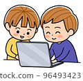 two children using a laptop 96493423