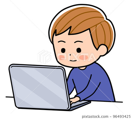 使用筆記本電腦的孩子 96493425