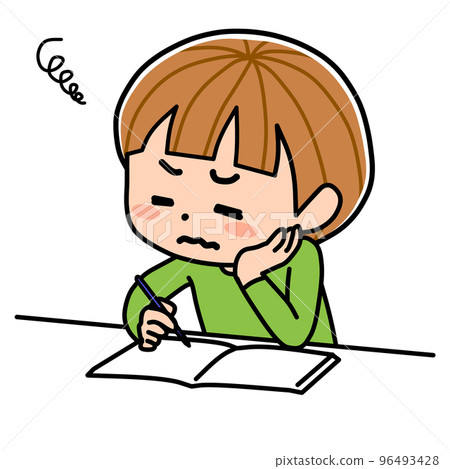 A child who hates studying hard 96493428