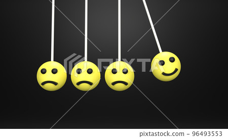 3d illustration. Business teamwork concept with emoticon happy and sad. Only one emoji ius happy and become to success else are failed. 96493553