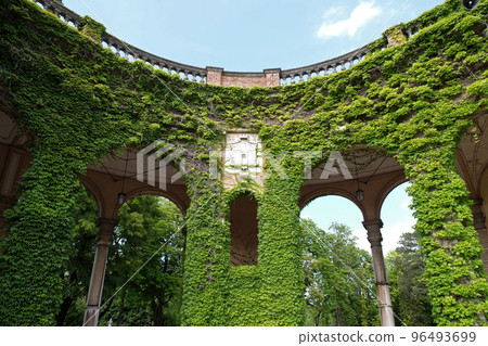 Monumental architecture of Mirogoj cemetery arcades in Zagreb, capital of Croatia Monumental architecture of Mirogoj cemetery arcades in Zagreb, capital of Croatia 96493699