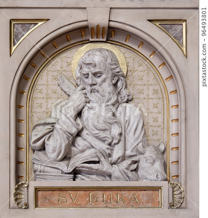 Saint Luke, pulpit in the Basilica of the Sacred Heart of Jesus in Zagreb, Croatia 96493801