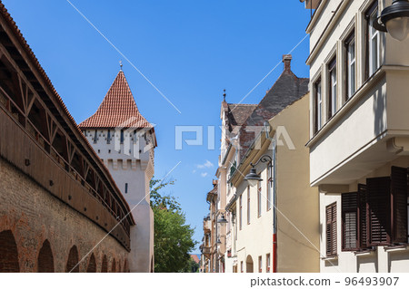 Potters Tower (Turnul Olarilor) built in the 15th century by the Saxon potters, Sibiu, Romania 96493907