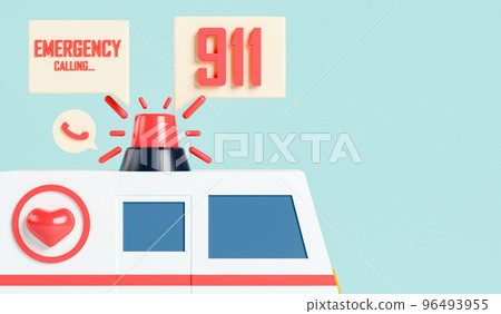 3d rendering emergency call illustration. Concept healthcare and medical service illustration. 3d rendering emergency call illustration. Concept healthcare and medical service illustration. 96493955