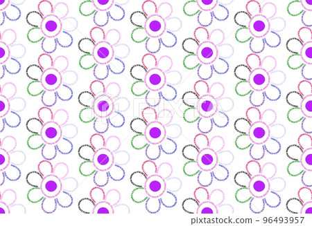 Font design, seamless vector ornament of flowers contours made with inscriptions Font design, seamless vector ornament of flowers contours made with inscriptions 96493957