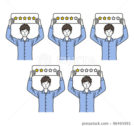 man with rating tag man with rating tag 96493991