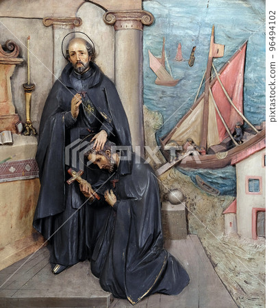 Saint Ignatius sends Saint Francis Xavier in the mission, altar in the Basilica of the Sacred Heart of Jesus in Zagreb, Croatia Saint Ignatius sends Saint Francis Xavier in the mission, altar in the Basilica of the Sacred Heart of Jesus in Zagreb, Croatia 96494102